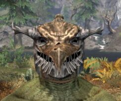 Icereach Coven Rawhide Helmet - Argonian Male Front