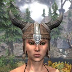 Ancestral Nord Rawhide Helmet - Female Front