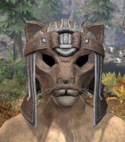 Ancestral Orc Rawhide Helmet - Khajiit Female Front