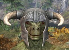 Blackreach Vanguard Iron Helm - Argonian Male Front
