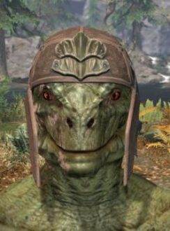 Blackreach Vanguard Rawhide Helmet - Argonian Male Front